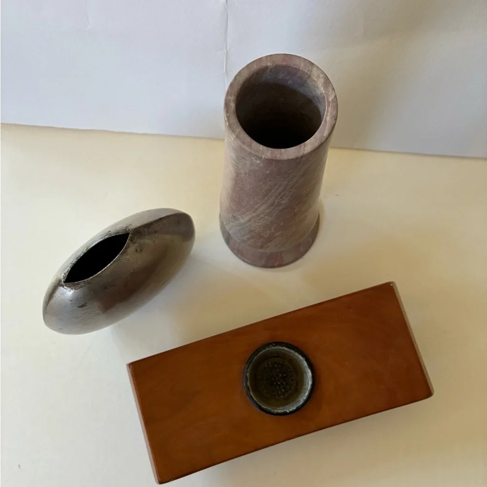 Vases Set/3 1 Ichebana Vase Unique 1 MCM Vase 1 MCM Disk Vase 1 Stone Vase